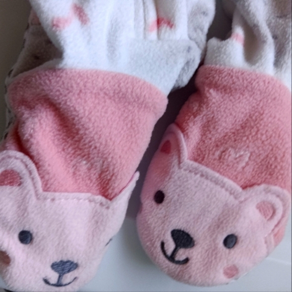 Carter's Fleece Pink and Gray Hedgehog Feet Pajamas - Picture 4 of 4